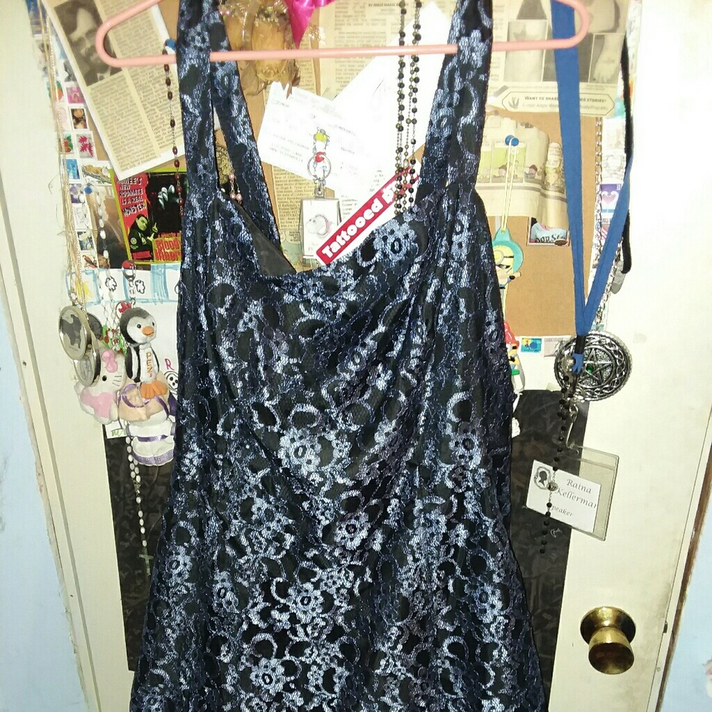 Onyx Nite black and blue lace dress